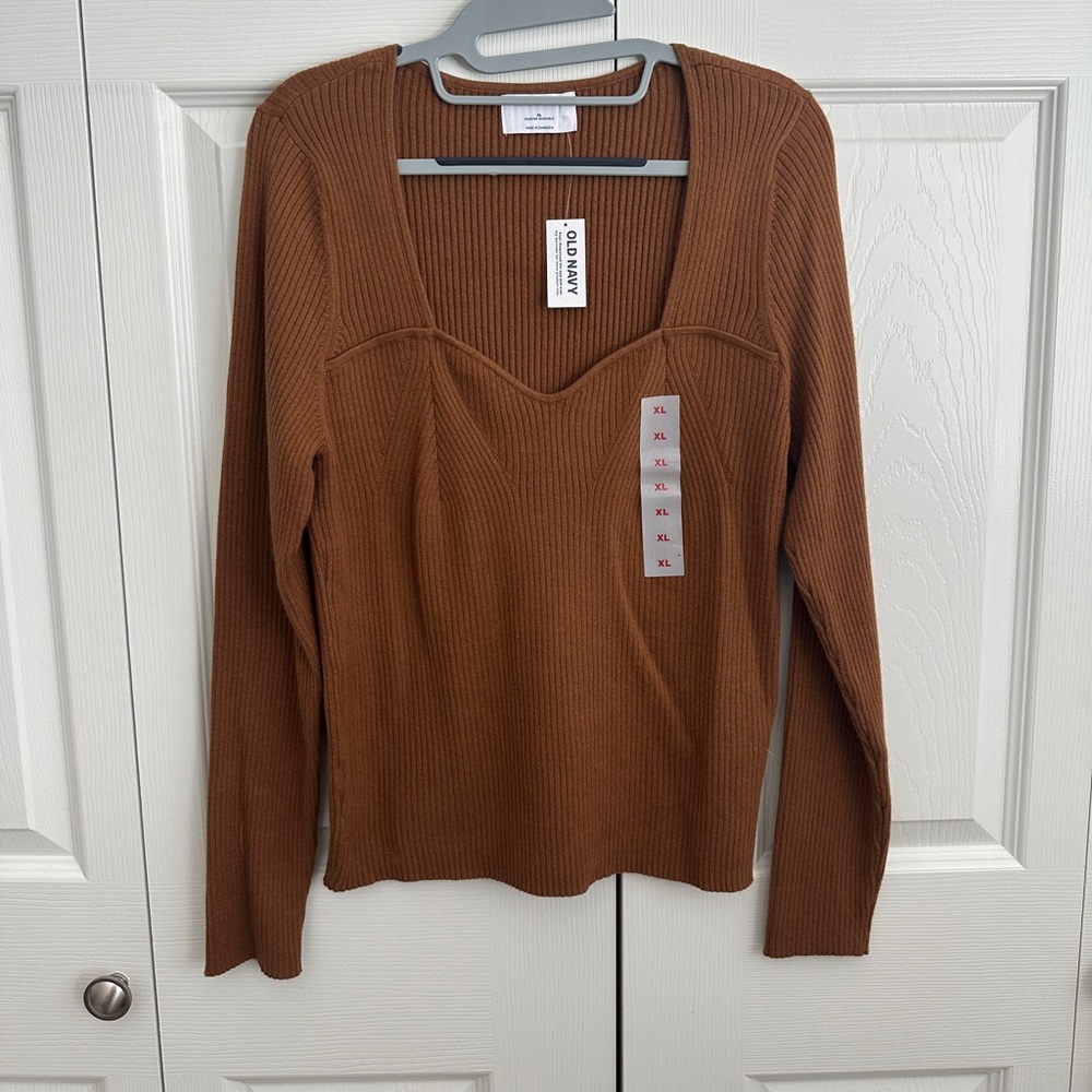 Old Navy Brown Ribbed Long Sleeve Top